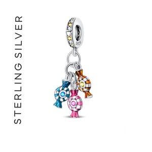 🌟 S925 Sterling Silver Trio Candy Dangle Charm